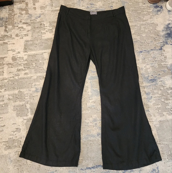 Anthropologie Linen Rayon Black Flare Pants Lightweight Size XL